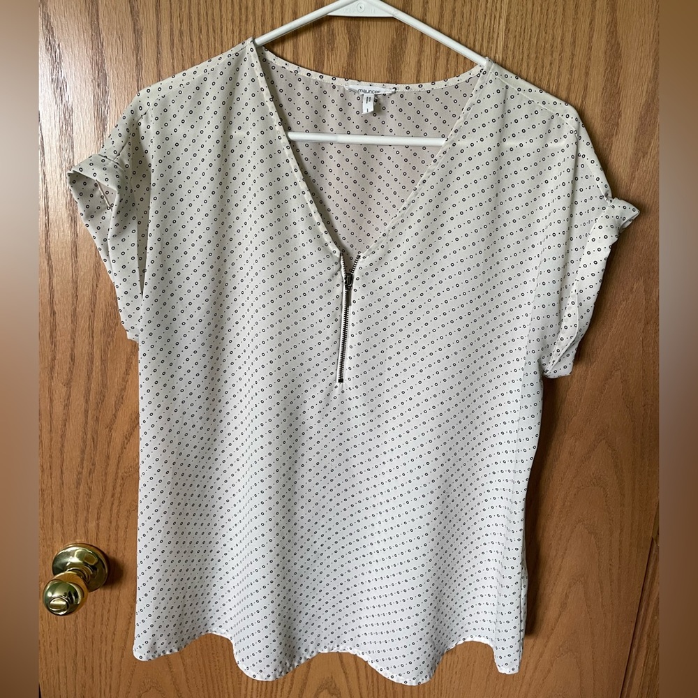 Maurices Blouse - Light Cream/Black - Large